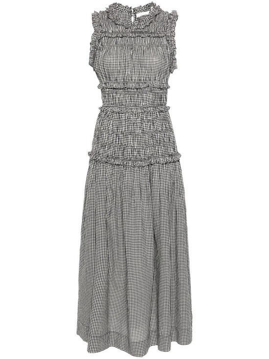Doen Dresses & Skirts - Doen Black and White Gingham Smocked Maxi Dress